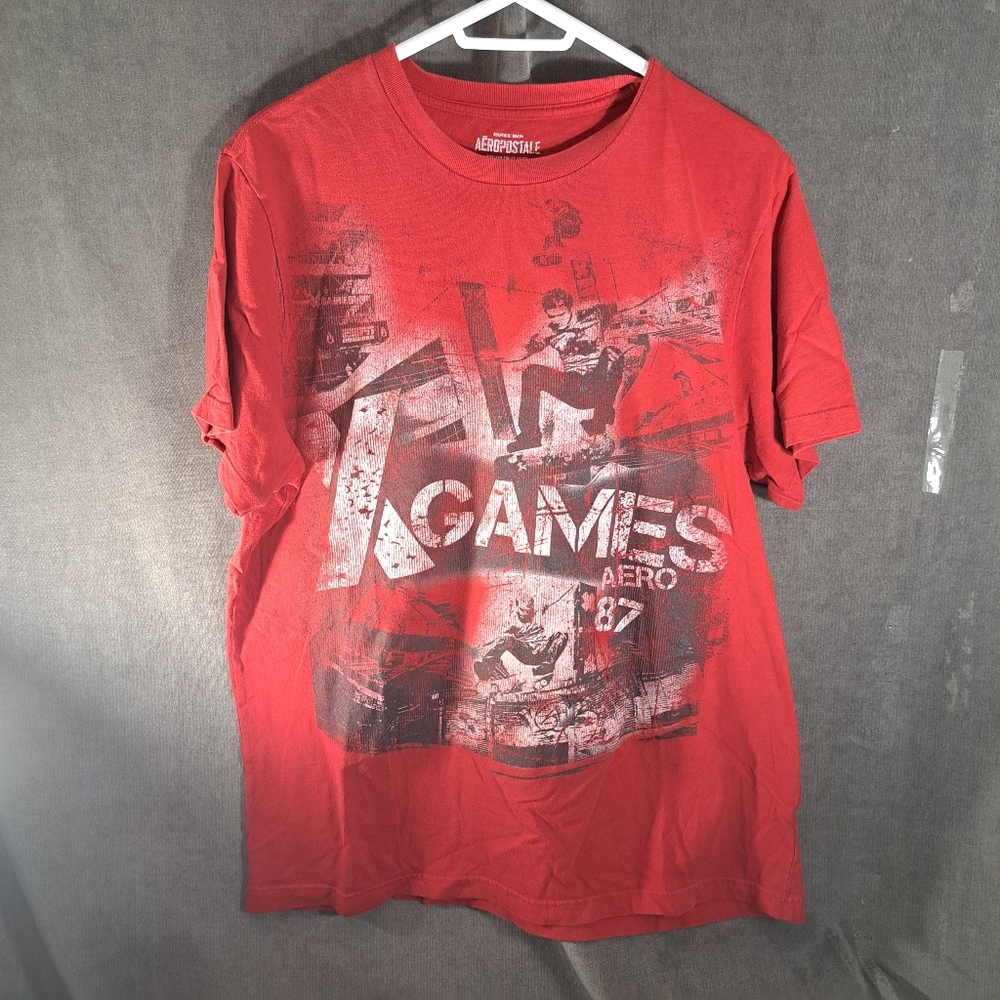 Aeropostale X Games Skateboarder Rescind X Winged Skull Red Graphic Tee G XL